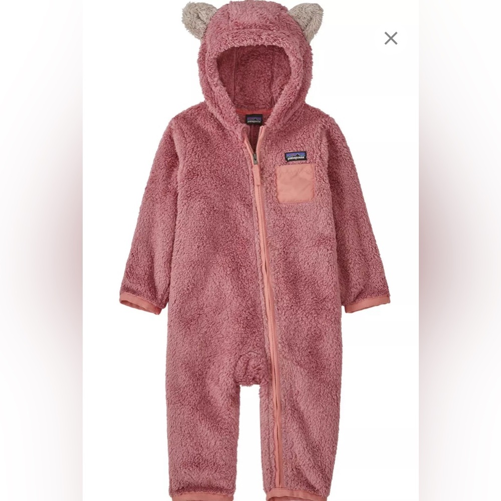 Patagonia Baby Girl Furry Friends Pink Fleece Zipup Bunting